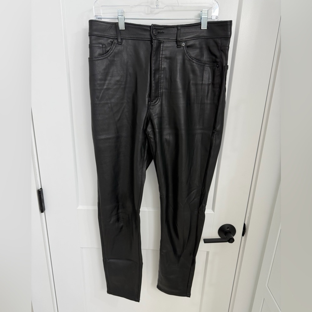 EXPRESS brand Black Leather straight leg pants